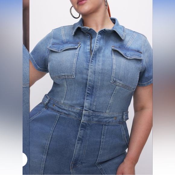 LAST OFFER! Good American Fit For Success Bootcut Denim Jumpsuit Sz 6 (18) 3XL - Picture 15 of 17